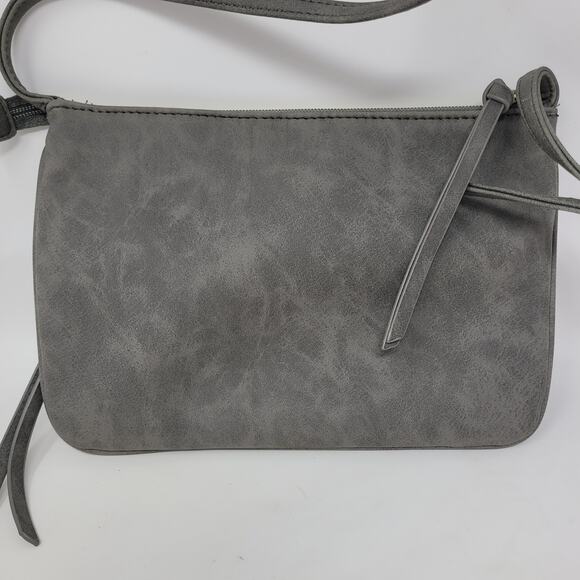 Kenneth Cole Reaction Women's Mini Lasso Cross Body Bag Silver Grey Suede Gold - Picture 5 of 6